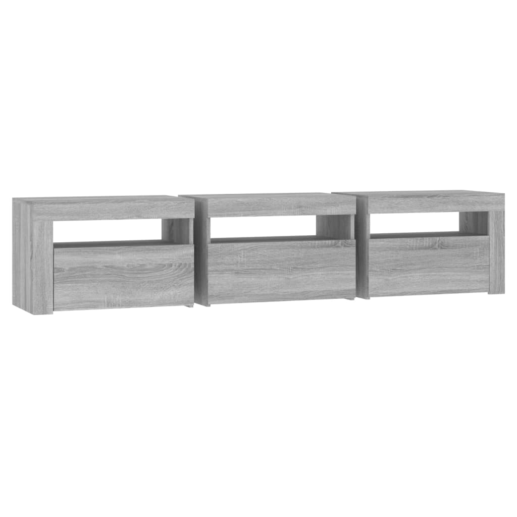 vidaXL TV-Schrank mit LED-Leuchten Grau Sonoma 180x35x40 cm