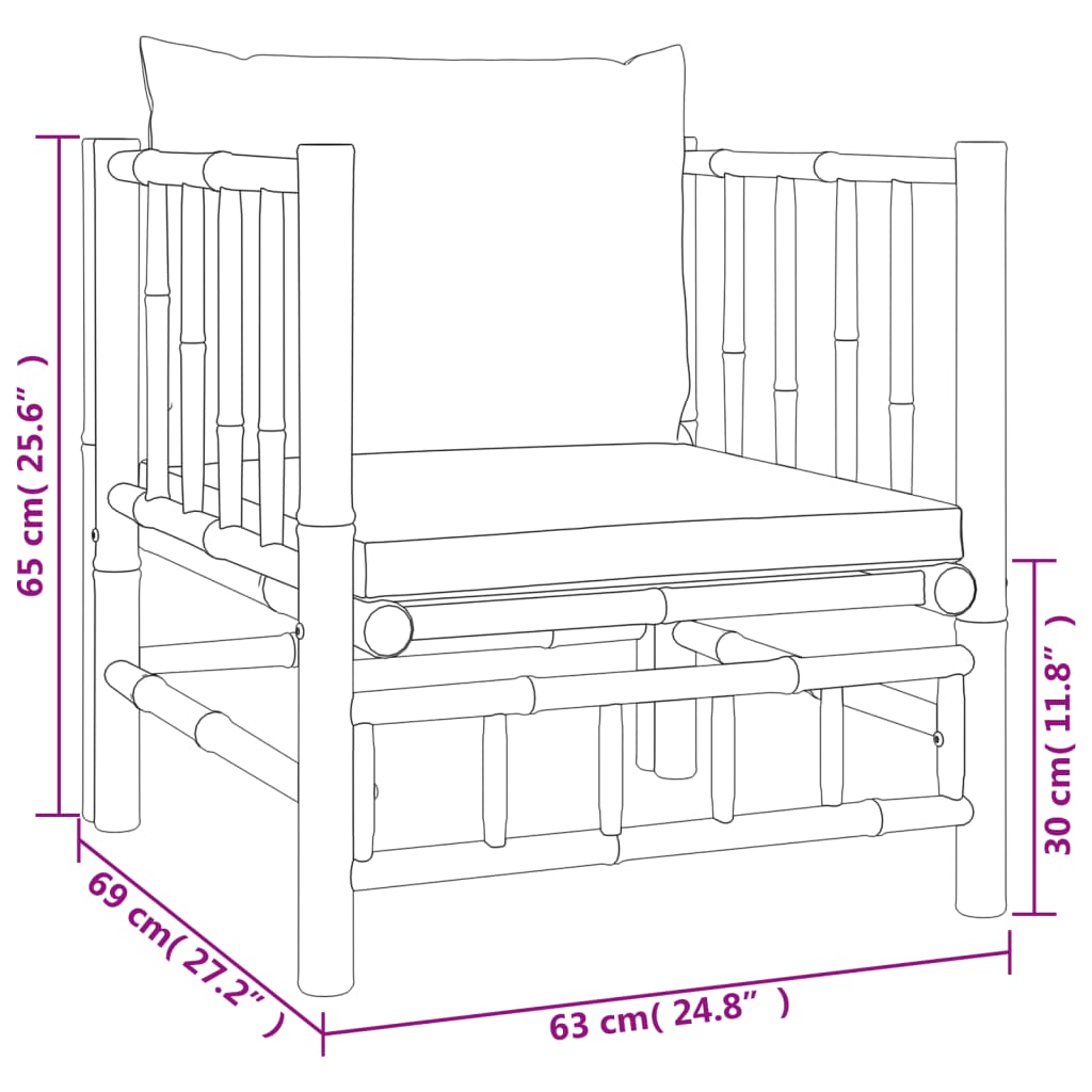 vidaXL 12-tlg. Garten-Lounge-Set mit Cremeweißen Kissen Bambus