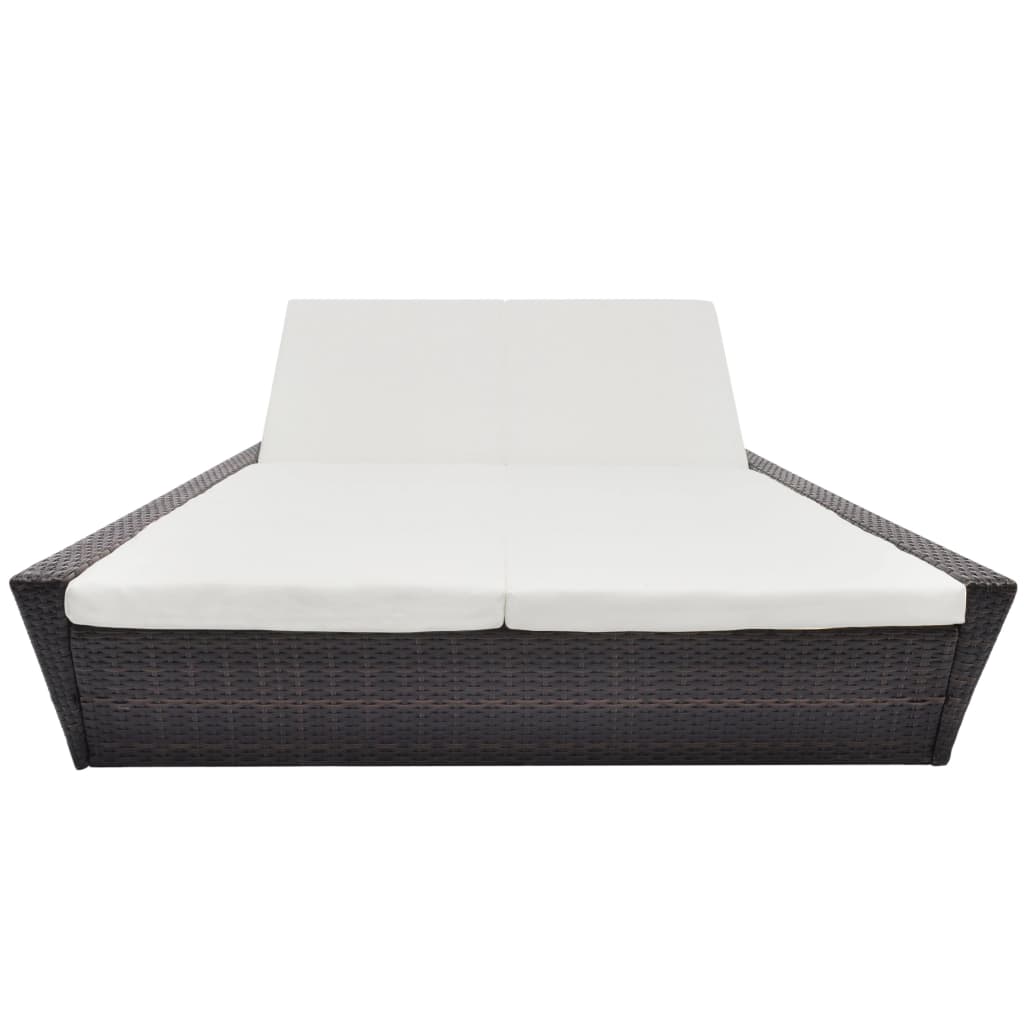 vidaXL OutdoorLoungeBett mit Polster Poly Rattan Braun im vidaXL