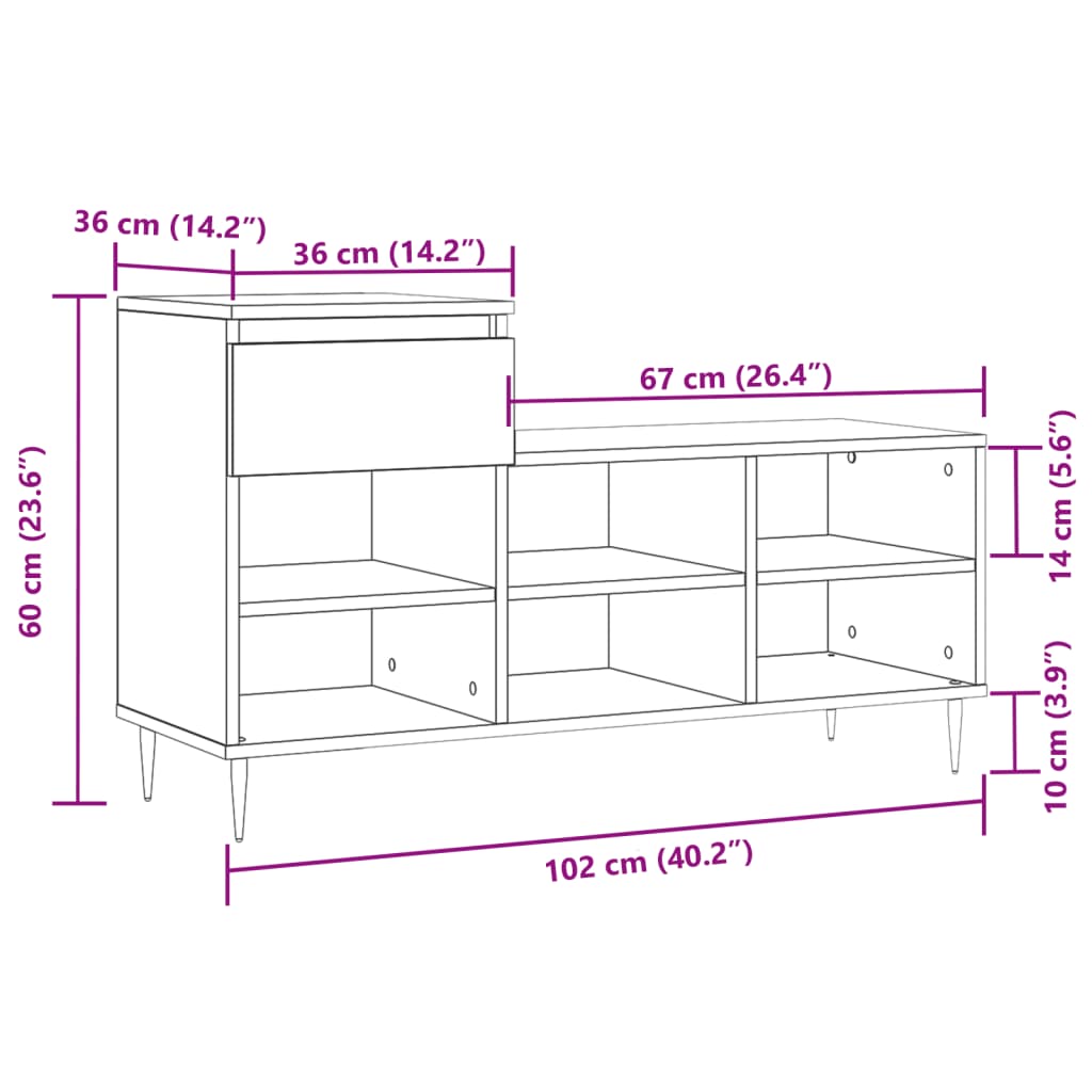 vidaXL Schuhregal Weiß 102x36x60 cm Holzwerkstoff