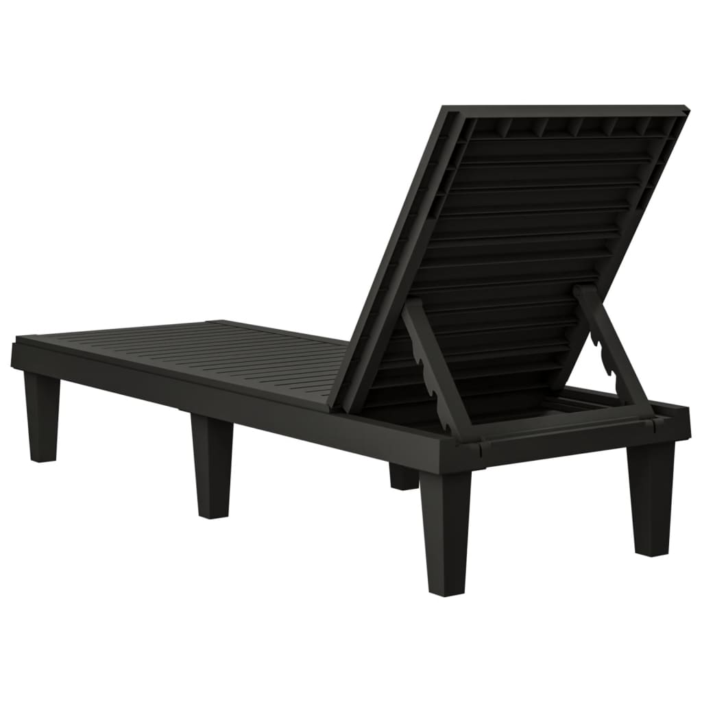 vidaXL Sonnenliegen 2 Stk. Schwarz 155x58x83 cm Polypropylen