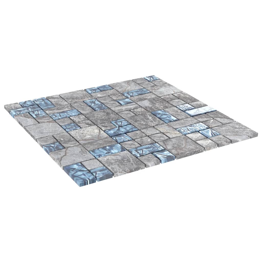 vidaXL Mosaikfliesen 22 Stk. Grau Blau 30x30 cm Glas
