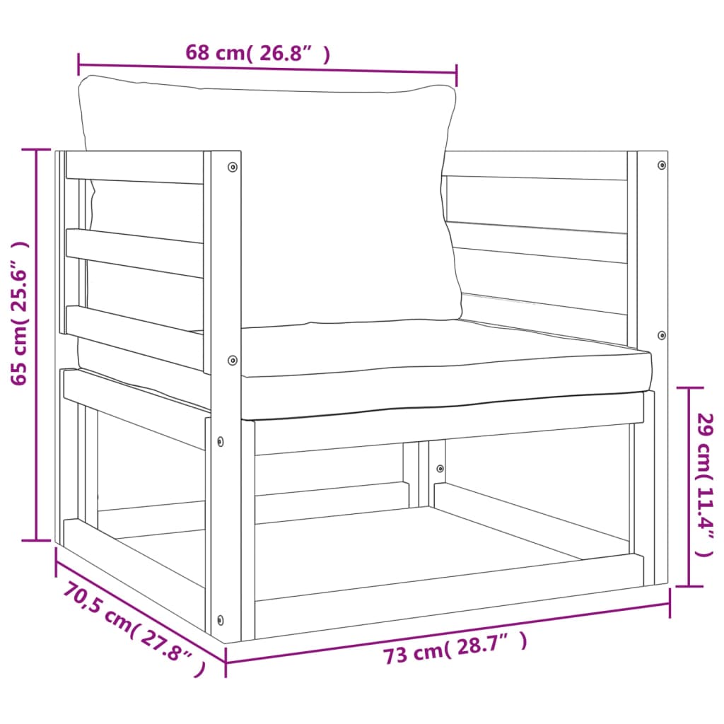 vidaXL 6-tlg. Garten-Lounge-Set mit Hellgrauen Kissen Massivholz