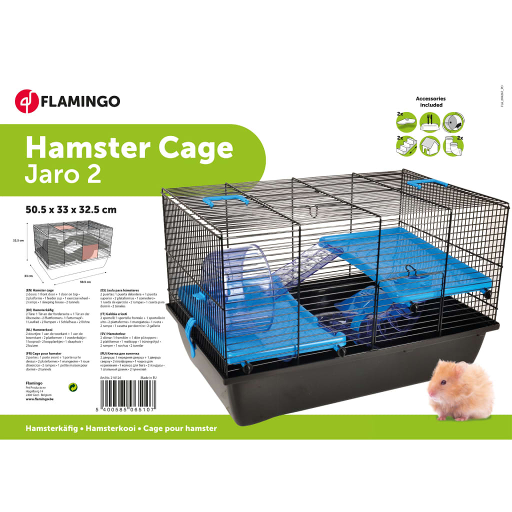 FLAMINGO Hamsterkäfig Jaro 2 50,5x33x32,5 cm Schwarz und Blau