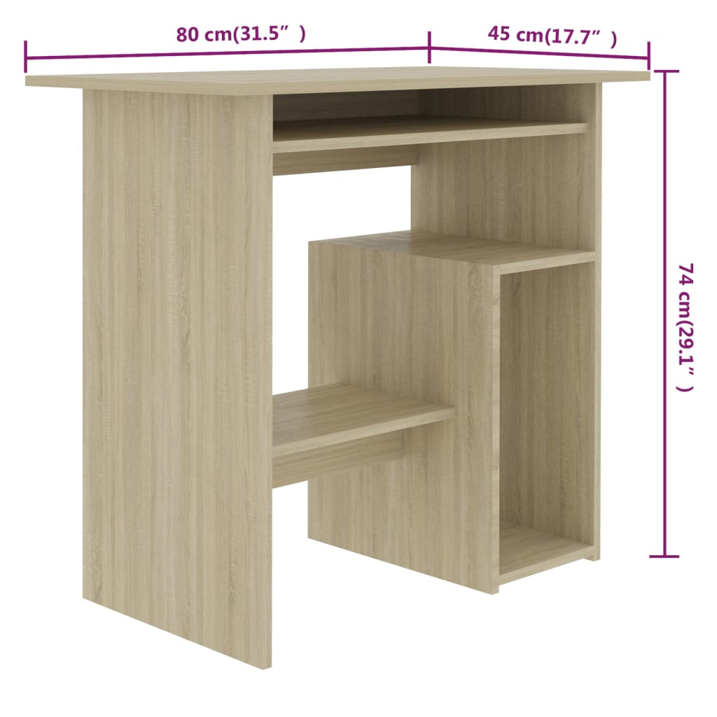 vidaXL Schreibtisch Sonoma-Eiche 80x45x74 cm Holzwerkstoff
