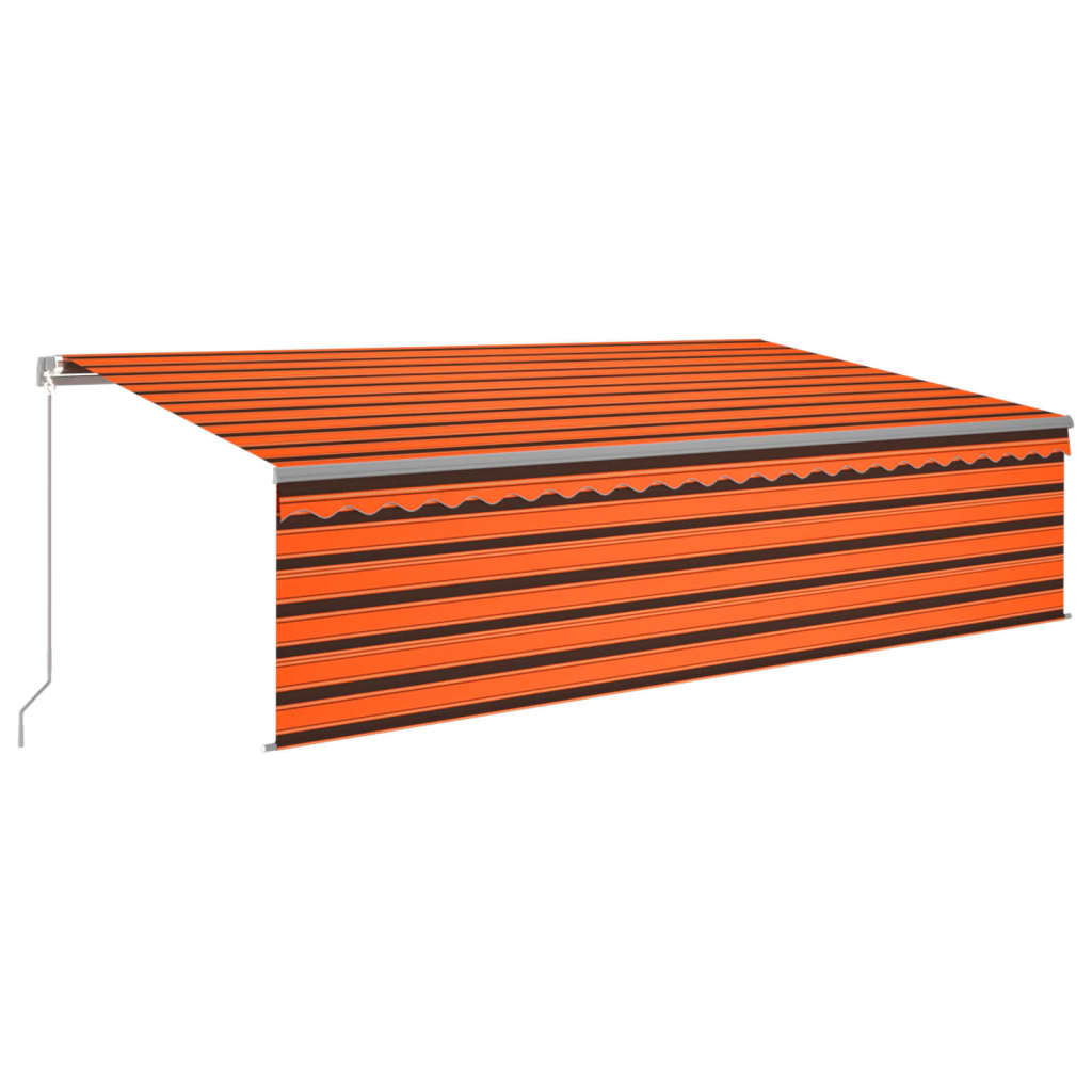 vidaXL Markise Manuell Einziehbar mit Rollo & LED 5x3 m Orange & Braun