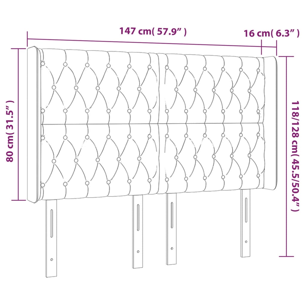 vidaXL LED Kopfteil Dunkelbraun 147x16x118/128 cm Stoff