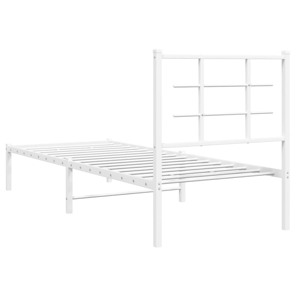 vidaXL Metallbett ohne Matratze mit Kopfteil Weiß 75x190 cm