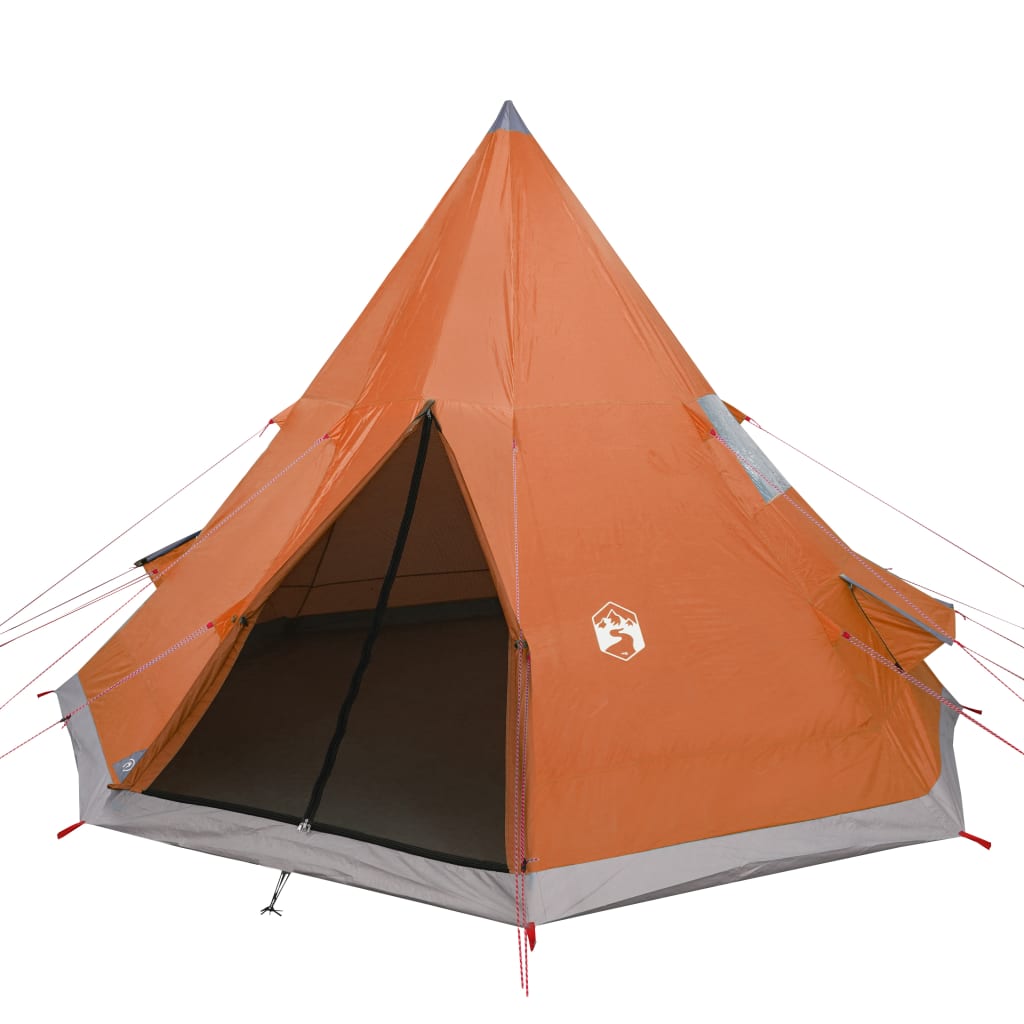 vidaXL Tipi-Campingzelt 4 Personen Grau und Orange Wasserdicht