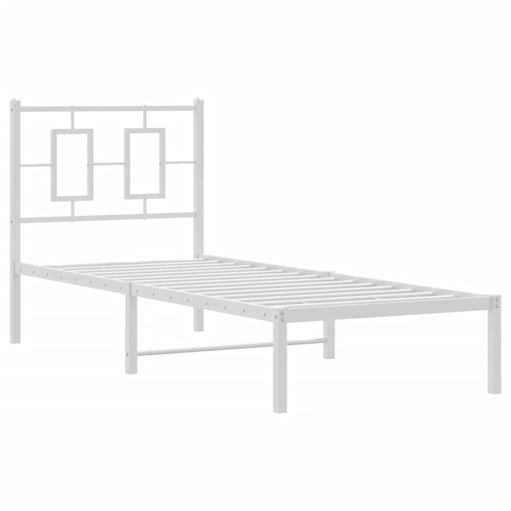 vidaXL Metallbett ohne Matratze mit Kopfteil Weiß 75x190 cm