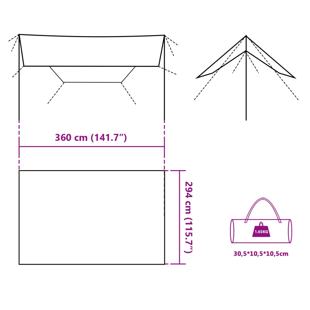 vidaXL Tarp Blau 360x294 cm Wasserdicht