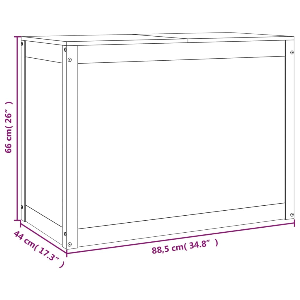 vidaXL Wäschetruhe Schwarz 88,5x44x66 cm Massivholz Kiefer