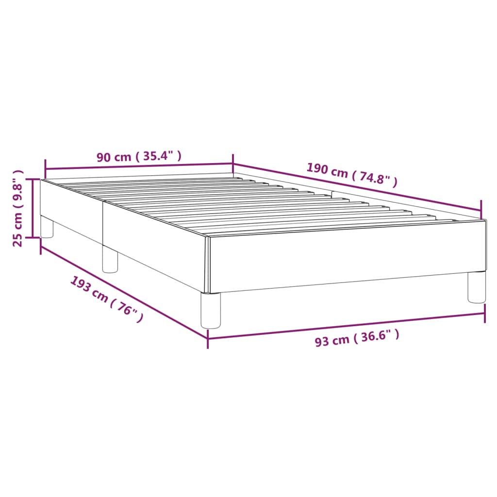 vidaXL Bettgestell Grau 90x190 cm Kunstleder