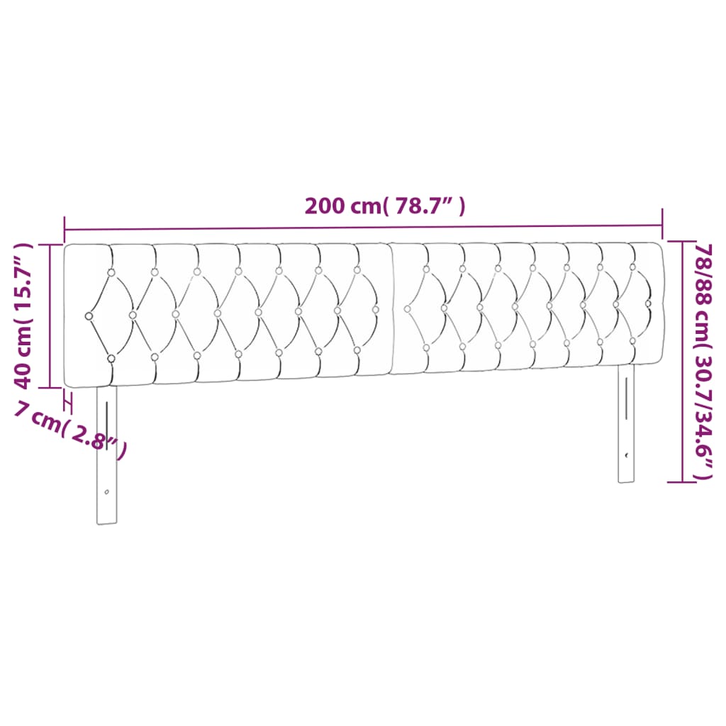 vidaXL Kopfteile 2 Stk. Rosa 100x7x78/88 cm Samt