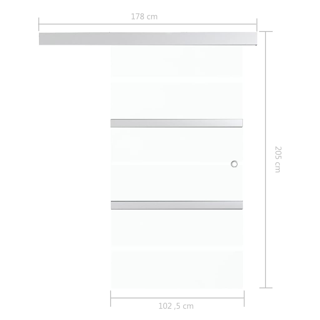 vidaXL Schiebetür mit weichen Stoppern ESG-Glas 102,5x205 cm Silbern