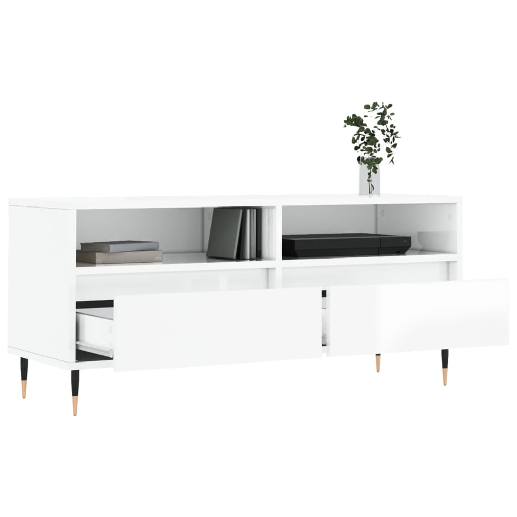 vidaXL TV-Schrank Hochglanz-Weiß 100x34,5x44,5 cm Holzwerkstoff