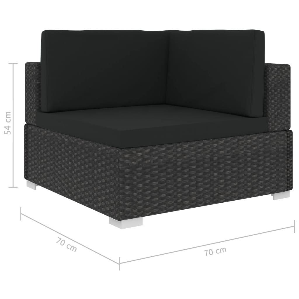 vidaXL 6-tlg. Garten-Lounge-Set Schwarz mit Auflagen Poly Rattan