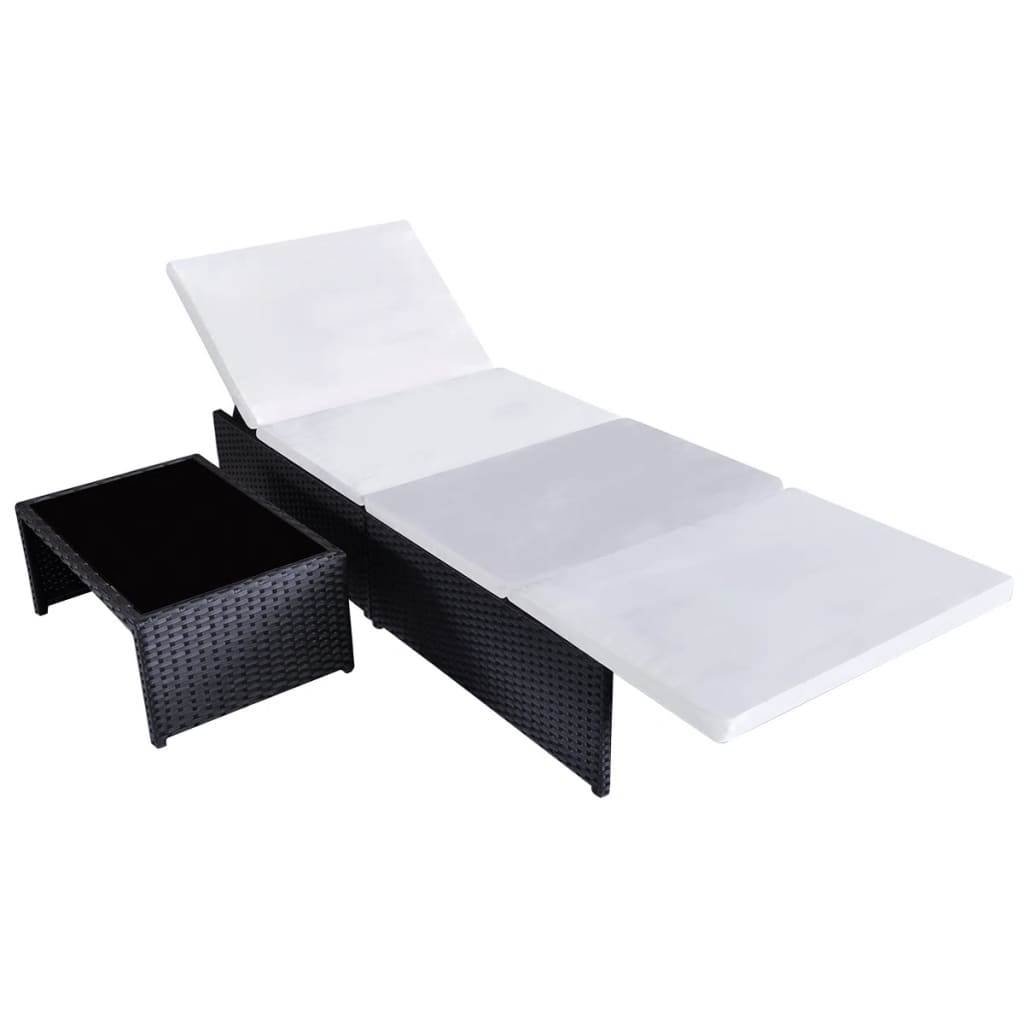 vidaXL Outdoor-Lehnstühle 2 Stk. mit Tisch Schwarz Poly-Rattan