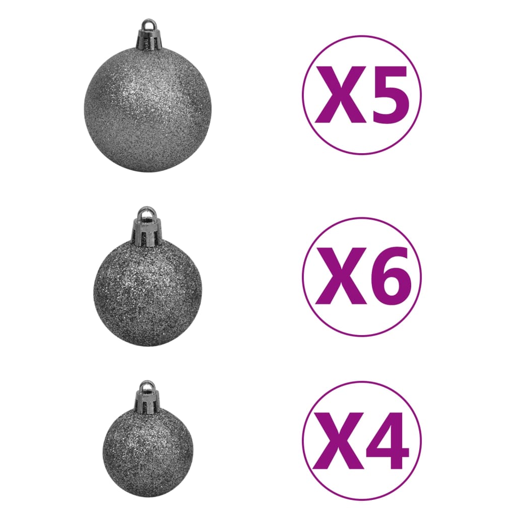 vidaXL Künstlicher Weihnachtsbaum Beleuchtung & Kugeln Schwarz 180 cm