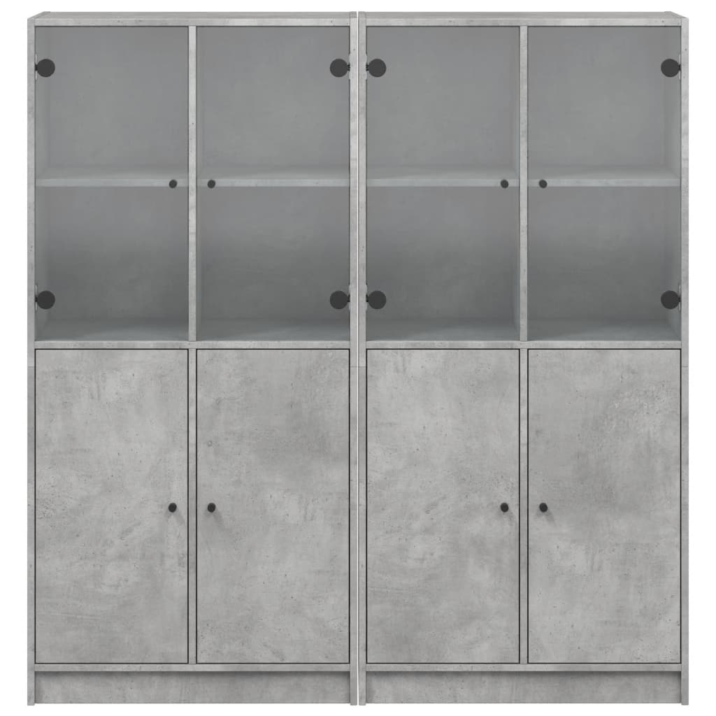 vidaXL Bücherschrank mit Türen Betongrau 136x37x142 cm Holzwerkstoff