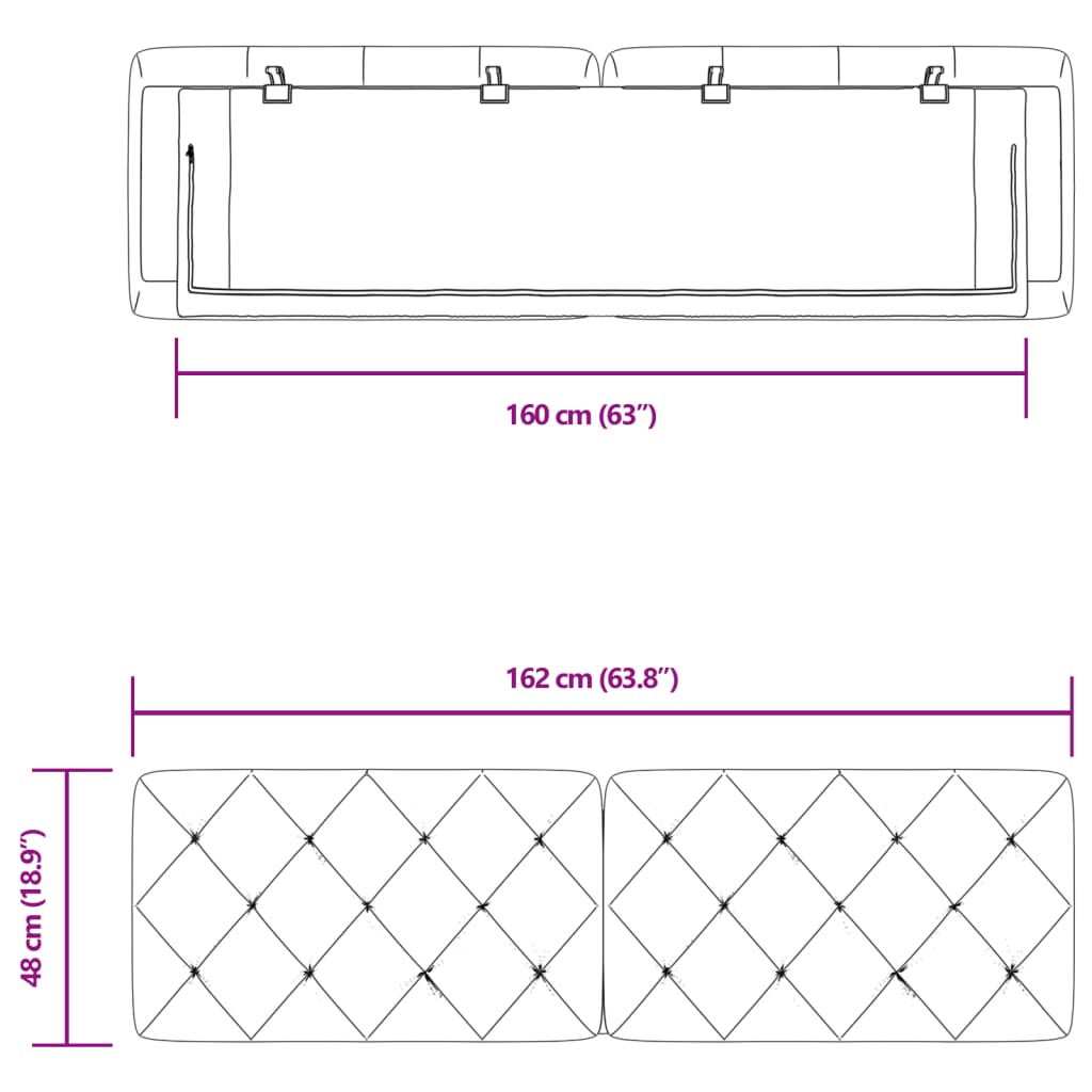 vidaXL Kopfteil-Kissen Dunkelgrau 160 cm Samt