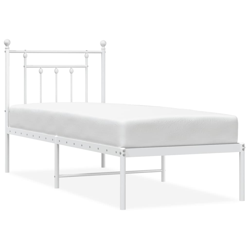 vidaXL Metallbett ohne Matratze mit Kopfteil Weiß 75x190 cm