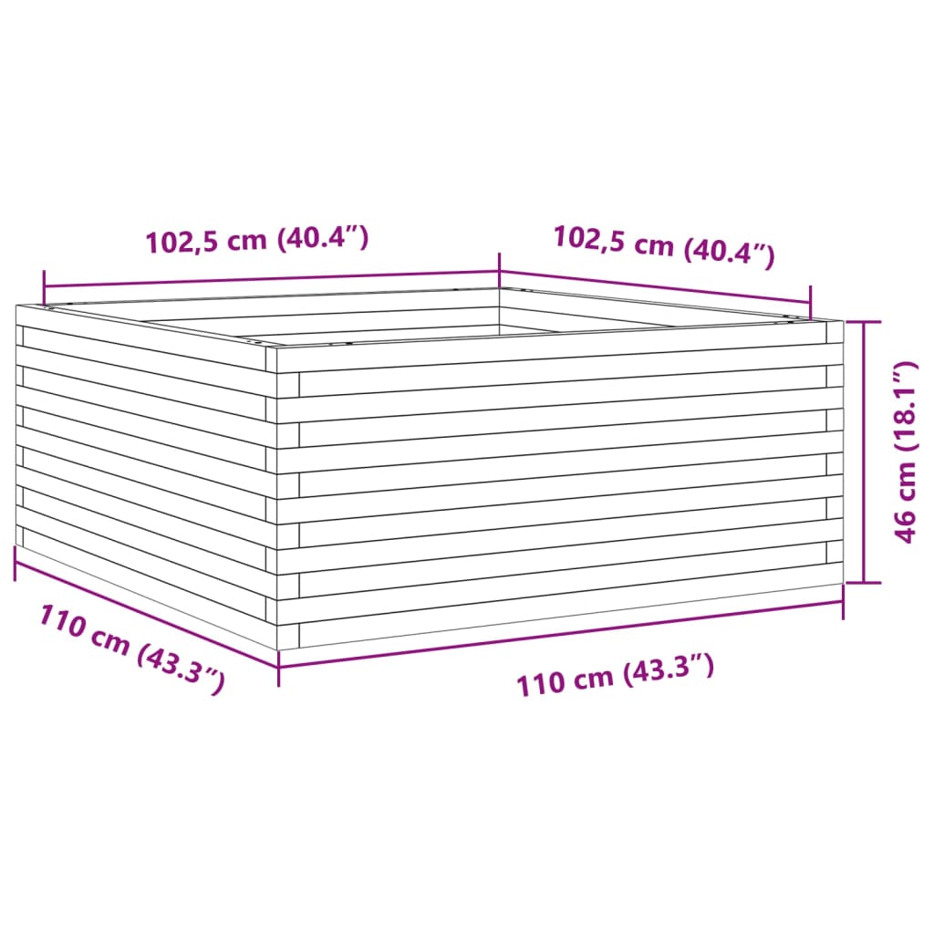 vidaXL Pflanzkübel 110x110x46 cm Kiefernholz Imprägniert