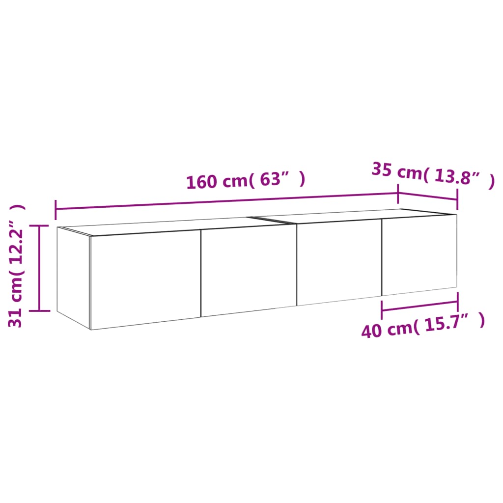 vidaXL TV-Wandschränke mit LED-Leuchten 2 Stk. Braun Eichen-Optik