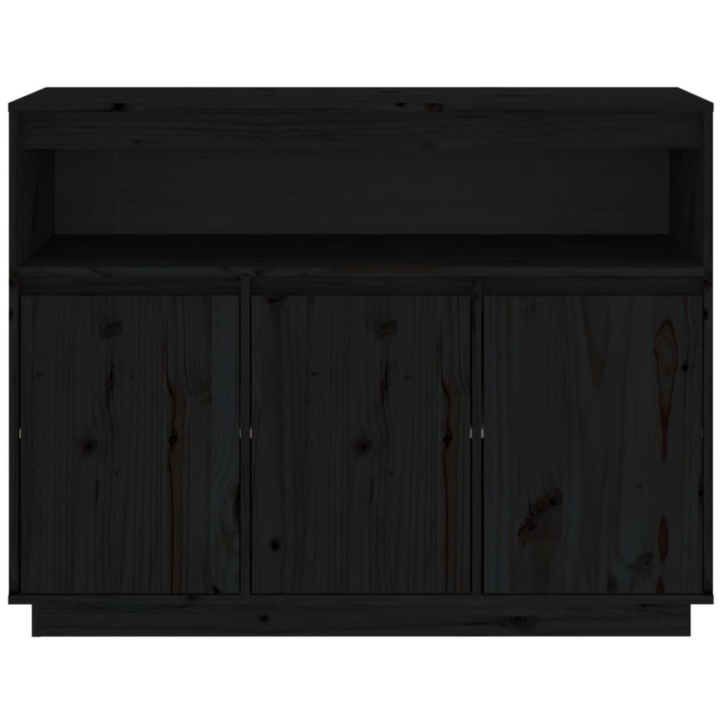 vidaXL Sideboard Schwarz 104,5x34x80 cm Massivholz Kiefer