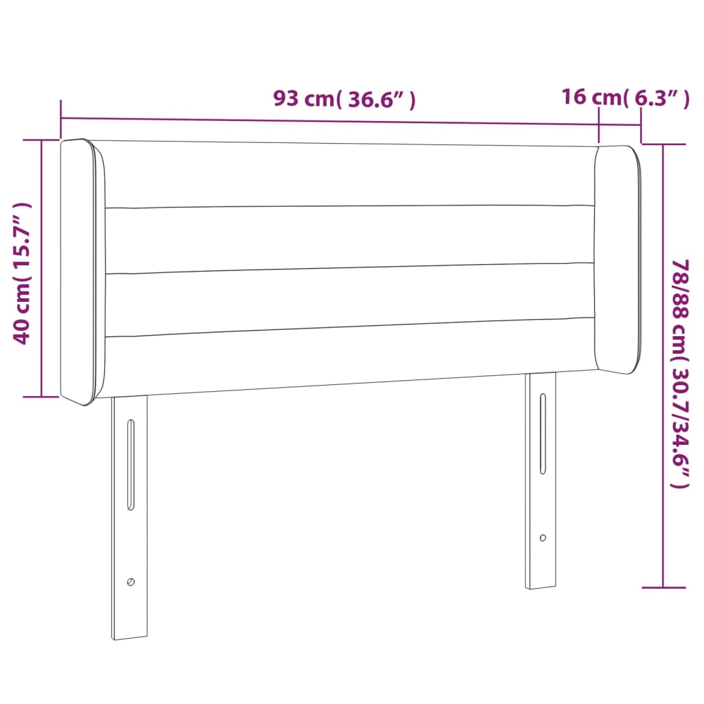 vidaXL Kopfteil mit Ohren Hellgrau 93x16x78/88 cm Stoff