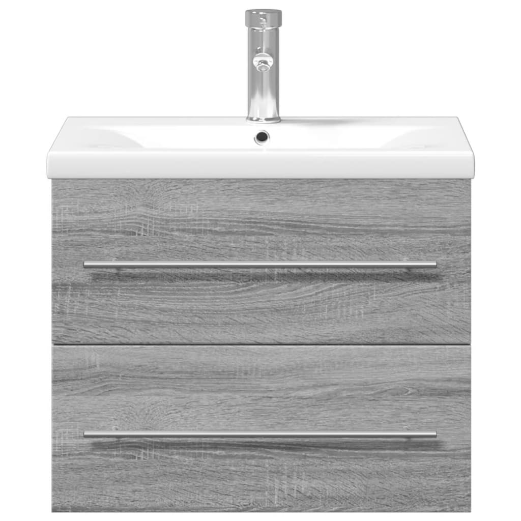 vidaXL Waschbeckenunterschrank mit Einbaubecken Grau Sonoma-Eiche