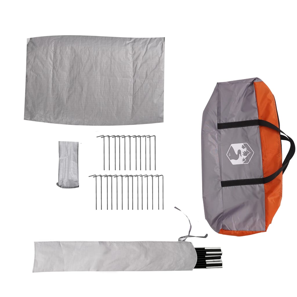 vidaXL Tipi-Familienzelt 6 Personen Grau und Orange Wasserdicht