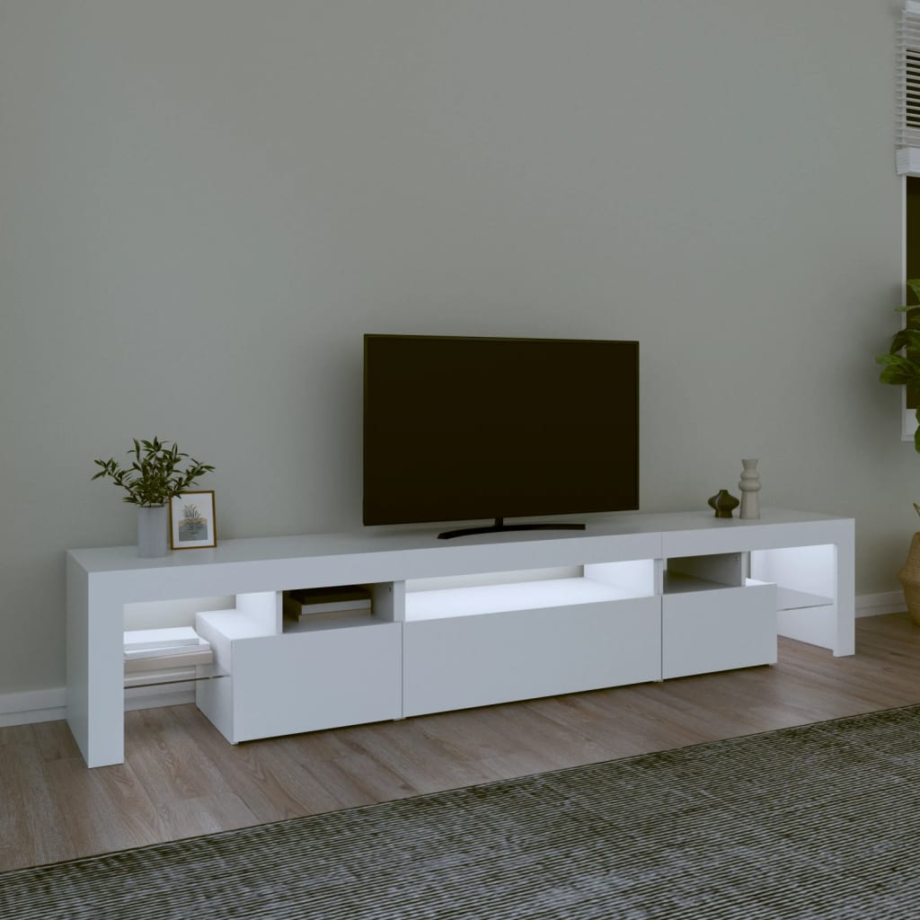 vidaXL TV-Schrank mit LED-Leuchten Weiß 215x36,5x40 cm