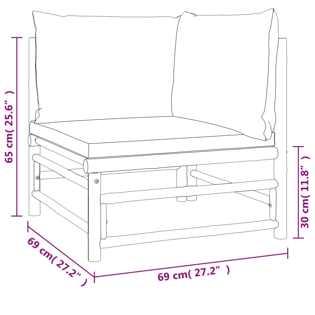 vidaXL 11-tlg. Garten-Lounge-Set mit Kissen Taupe Bambus