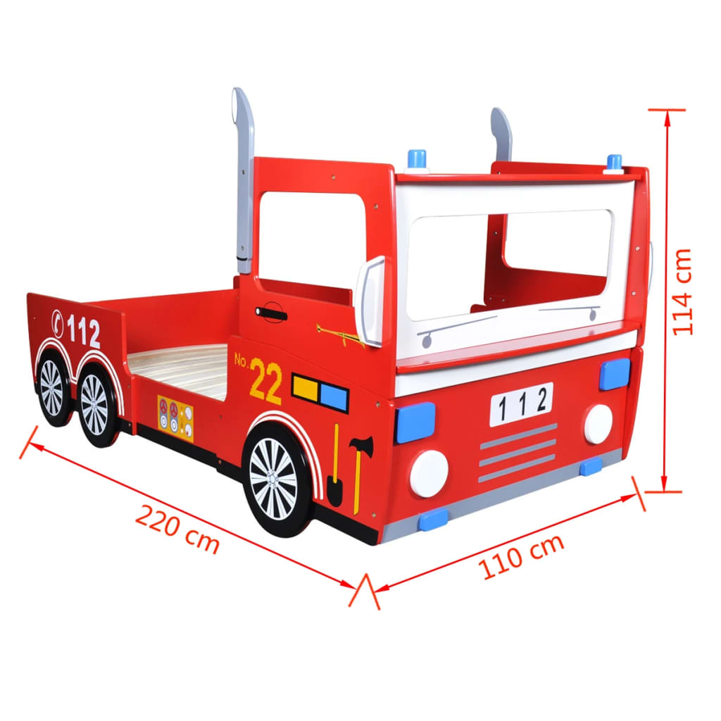 Kinderbett Feuerwehrwagen 200 x 90 cm Rot