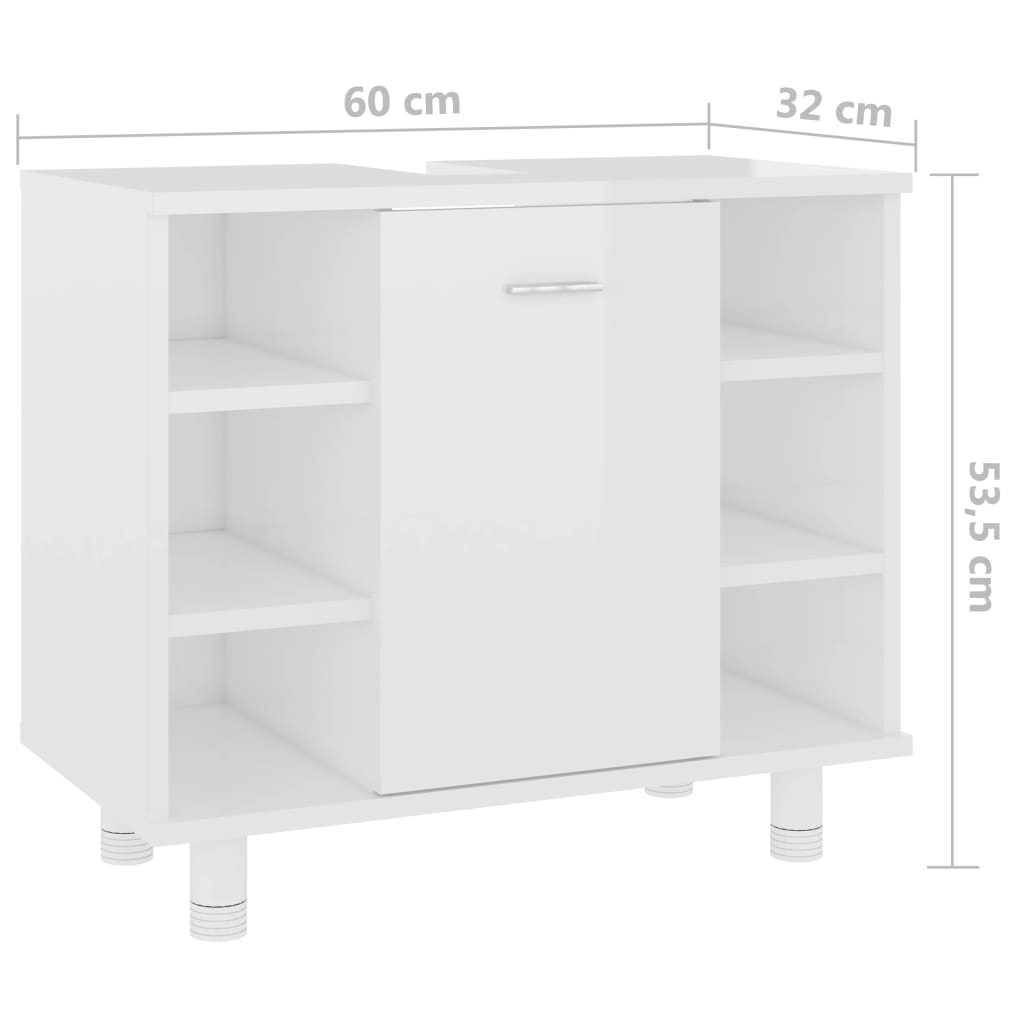vidaXL Badezimmerschrank Hochglanz-Weiß 60x32x53,5 cm Holzwerkstoff