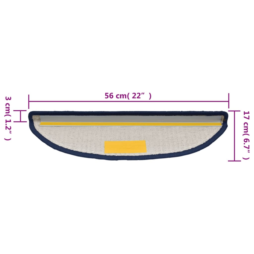 vidaXL 15 Stk. Treppenmatten Blau 56 x 17 x 3 cm