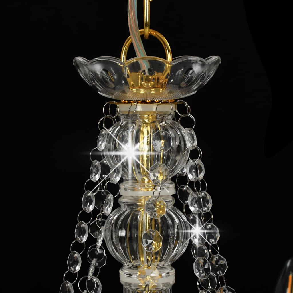 vidaXL Kronleuchter mit Perlen Golden 8 x E14-Fassungen
