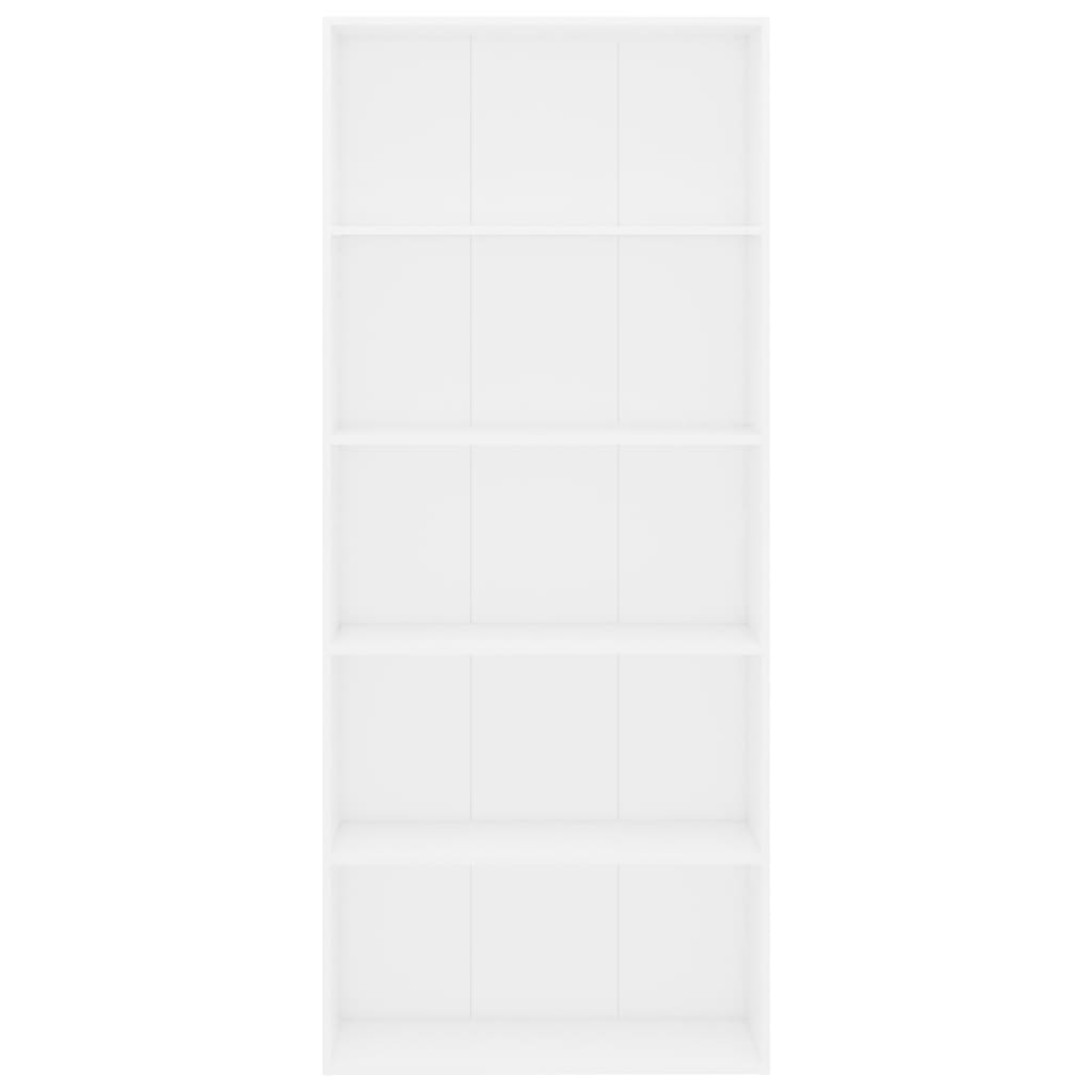 vidaXL Bücherregal 5 Fächer Weiß 80x30x189 cm Holzwerkstoff