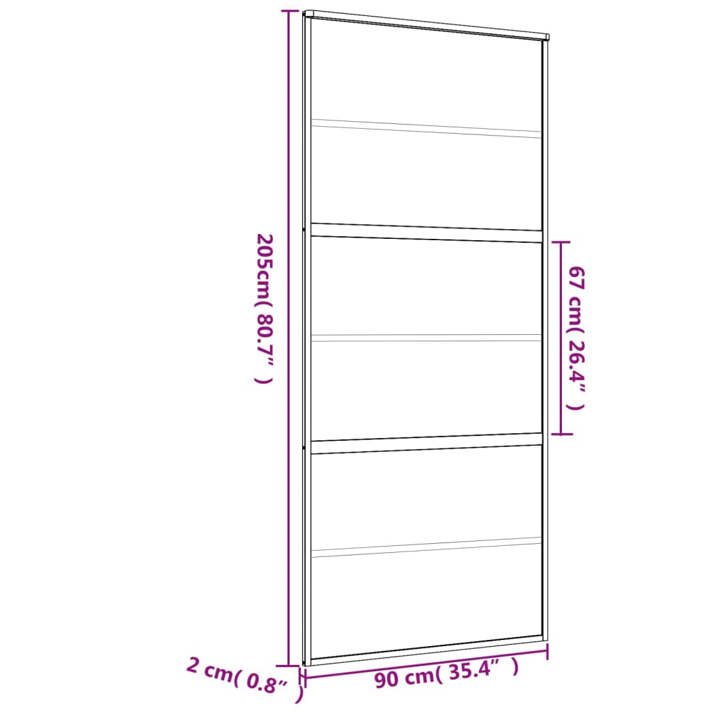 vidaXL Schiebetür Golden 90x205 cm Matt ESG-Glas und Aluminium