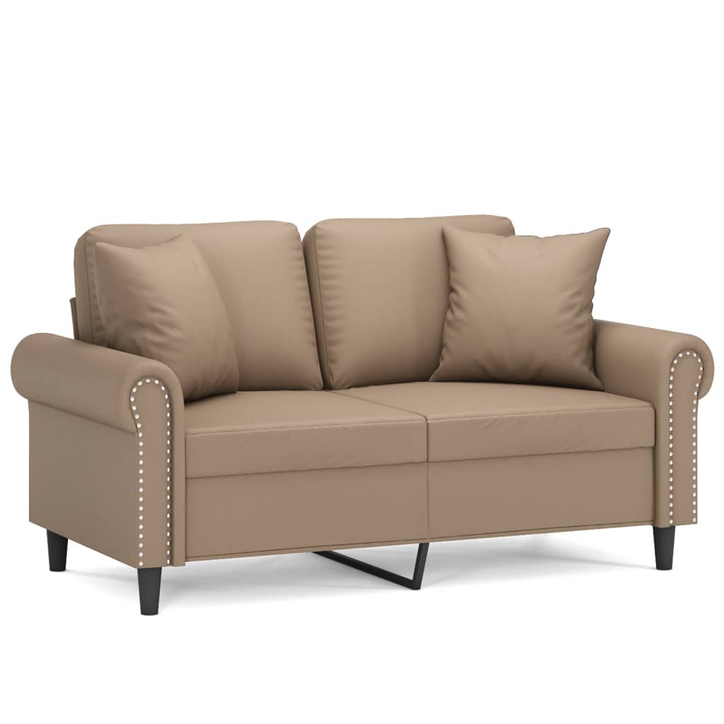 vidaXL 2-Sitzer-Sofa mit Zierkissen Cappuccino-Braun 120 cm Kunstleder