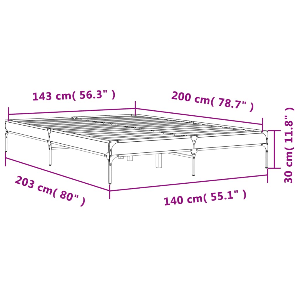 vidaXL Bettgestell Schwarz 140x200 cm Holzwerkstoff und Metall