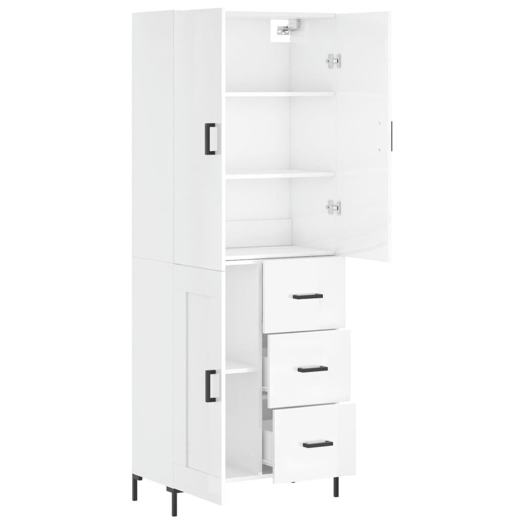 vidaXL Highboard Hochglanz-Weiß 69,5x34x180 cm Holzwerkstoff