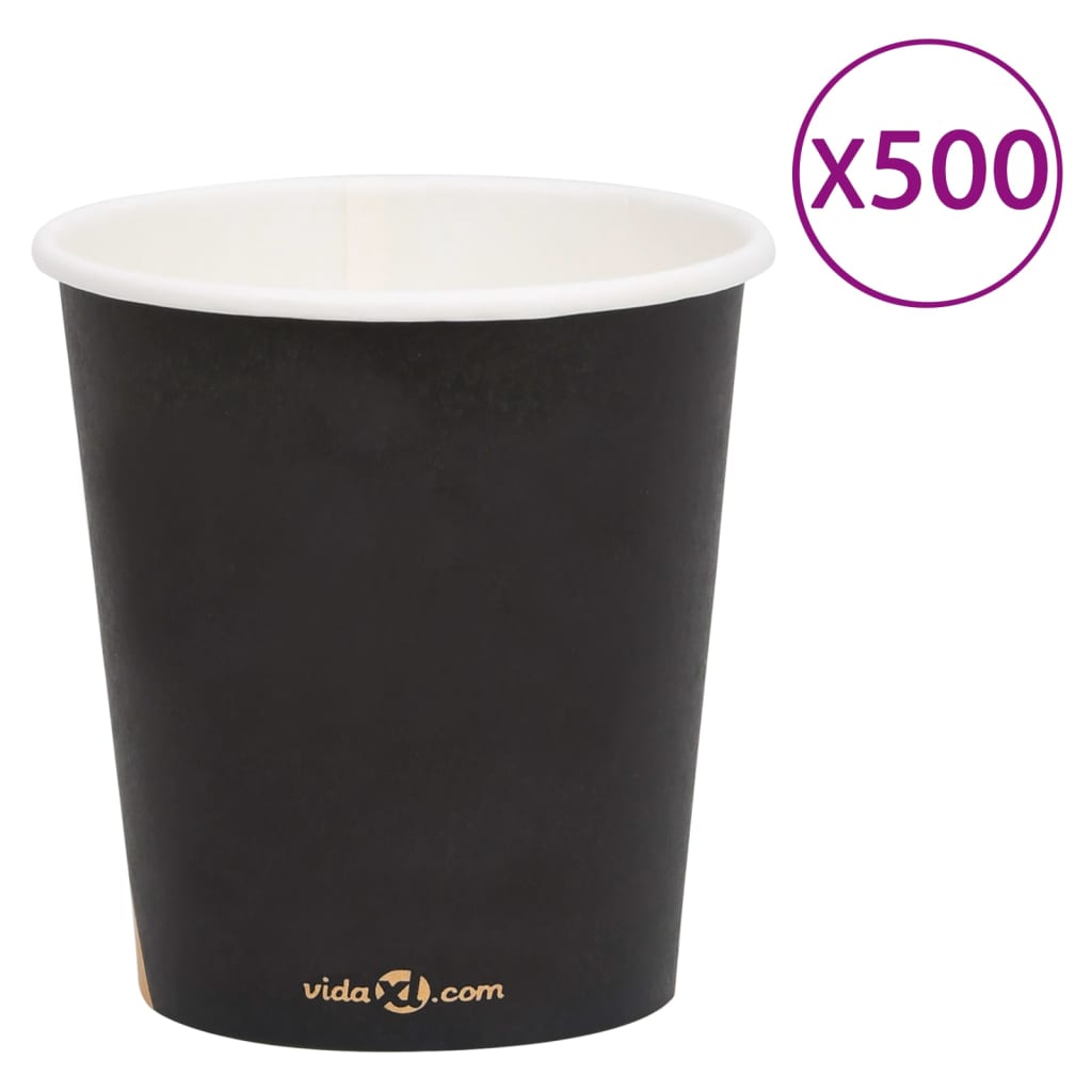 vidaXL Kaffee-Pappbecher 500 Stk. 200 ml Schwarz
