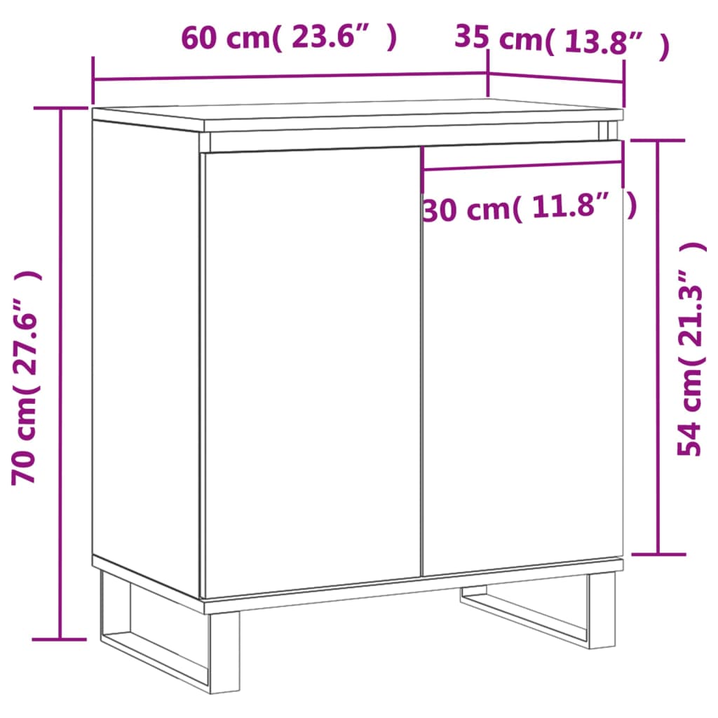 vidaXL Sideboard Braun Eichen-Optik 60x35x70 cm Holzwerkstoff