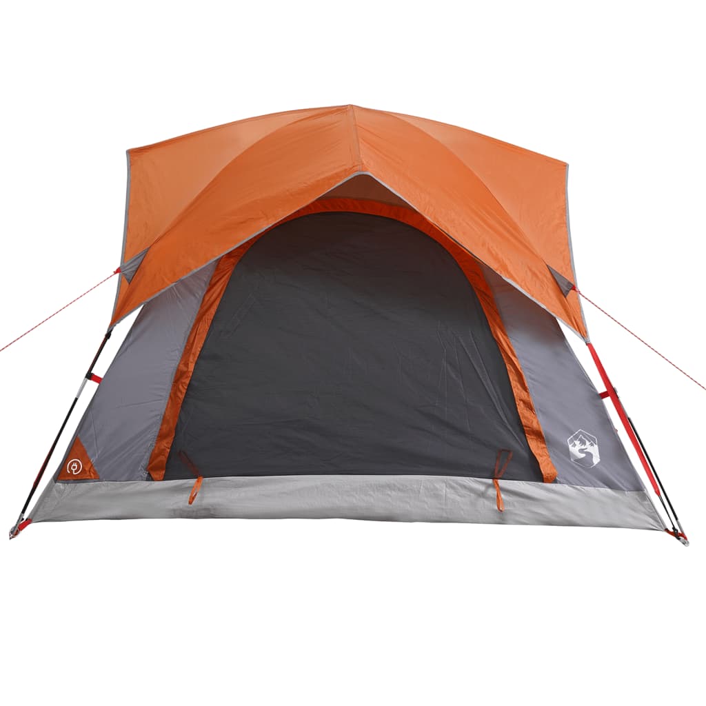 vidaXL Campingzelt 4 Personen Grau und Orange Wasserdicht