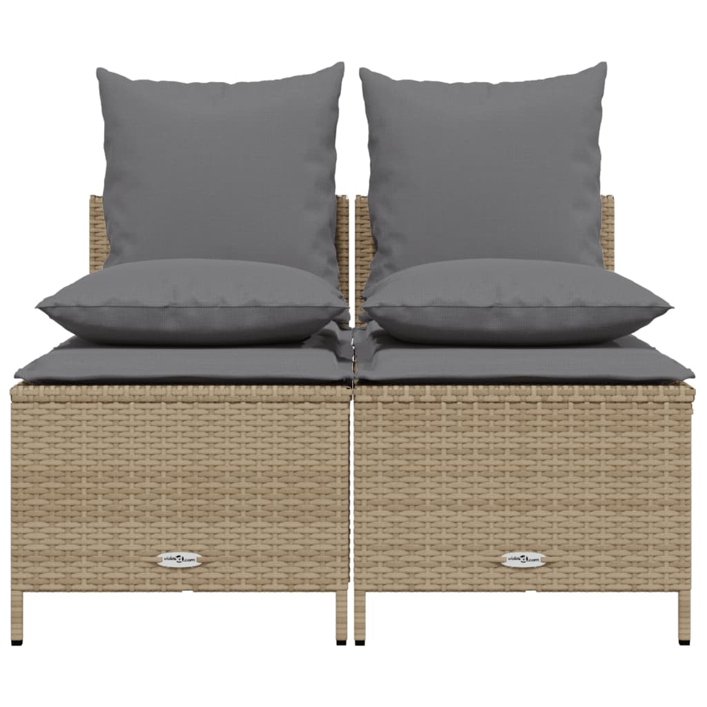 vidaXL 4-tlg. Garten-Sofagarnitur mit Kissen Beige Poly Rattan