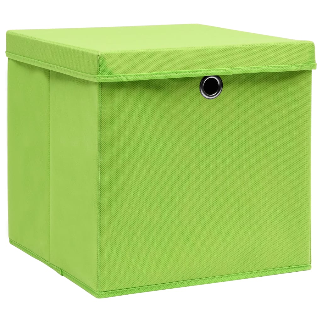 vidaXL Aufbewahrungsboxen mit Deckeln 10 Stk. Grün 32x32x32 cm Stoff