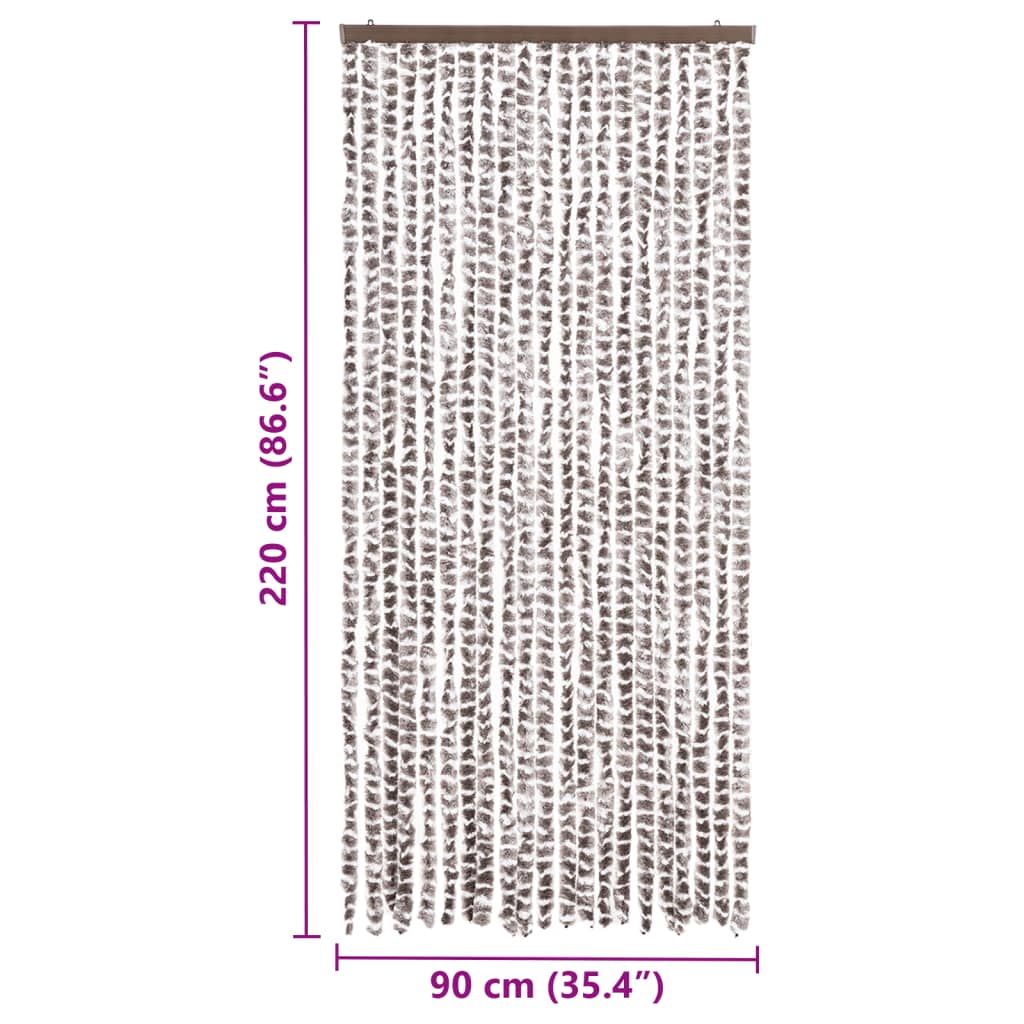 vidaXL Insektenschutz-Vorhang Taupe und Weiß 90x220 cm Chenille