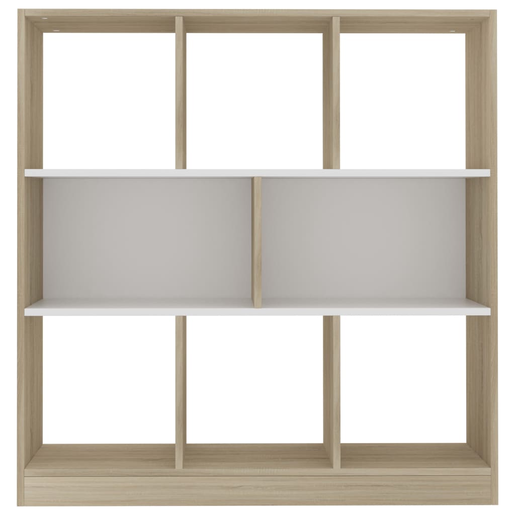 vidaXL Bücherregal Weiß und Sonoma-Eiche 97,5x29,5x100cm Holzwerkstoff